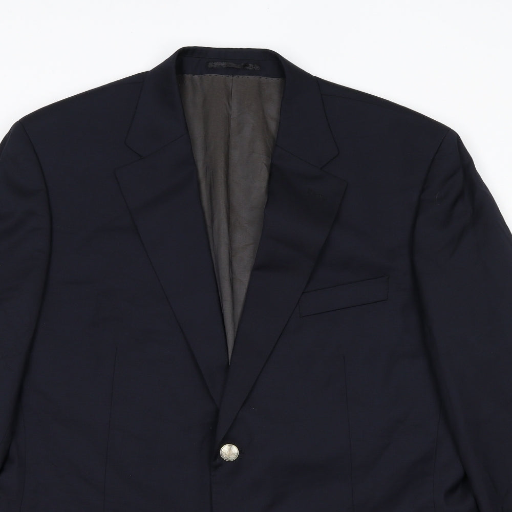 Austin Reed Mens Blue Wool Jacket Blazer Size 46 Regular