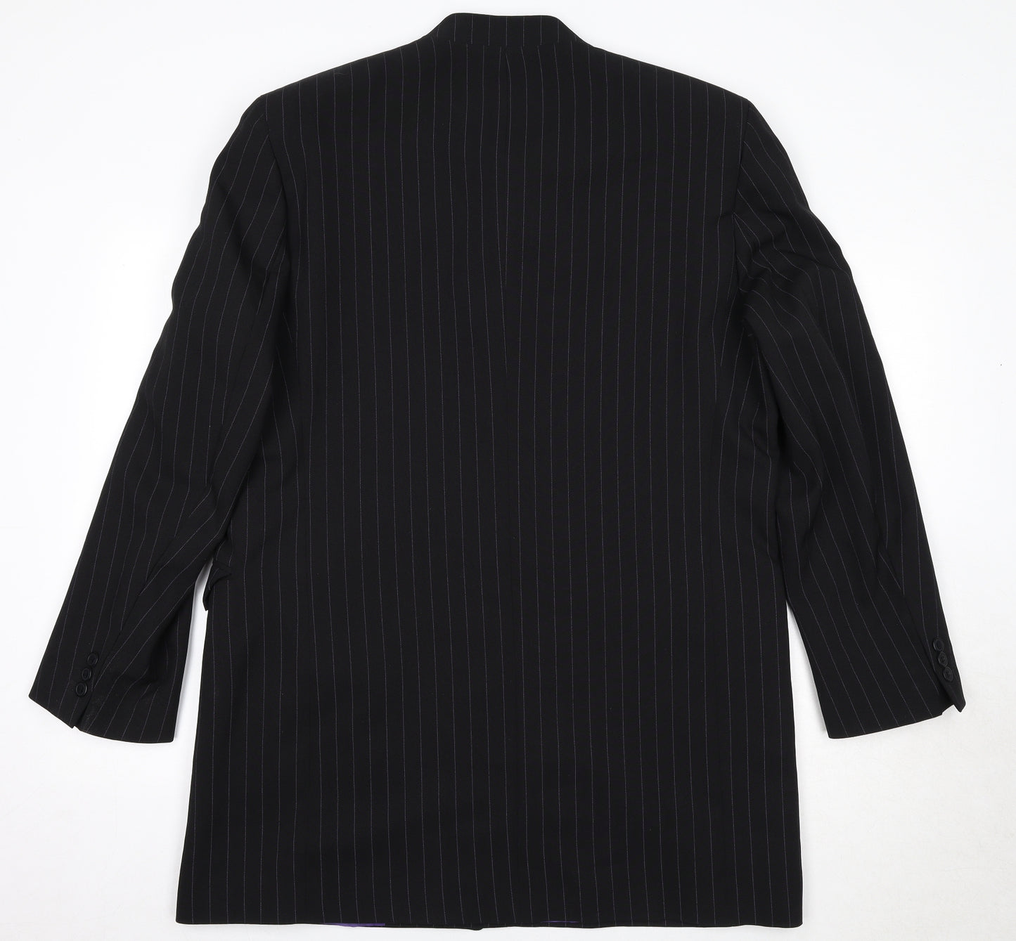 Douglas Mens Black Striped Polyester Jacket Blazer Size 44 Regular