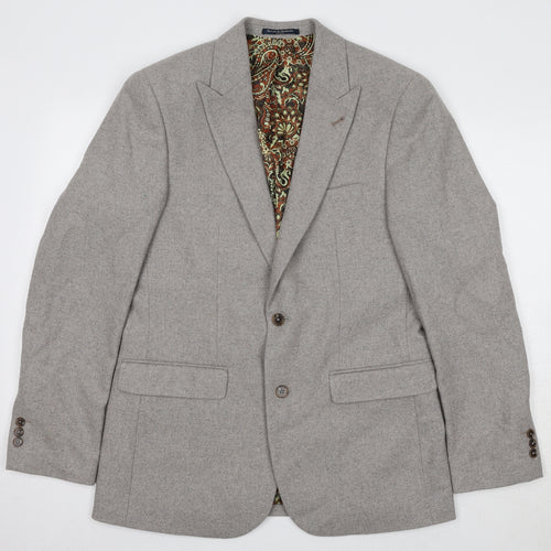 Sawyers & Hendricks Mens Grey Wool Jacket Blazer Size 38 Regular