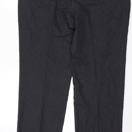 Moss Mens Grey Polyester Trousers Size 38 in L30 in Regular Zip