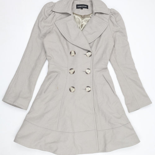Warehouse Womens Beige Trench Coat Coat Size 10 Button