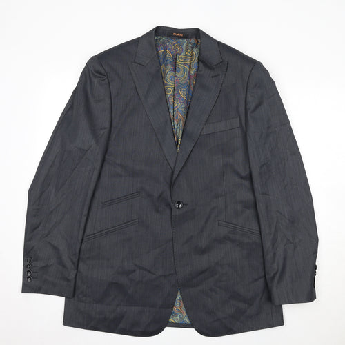 Pamoni Mens Grey Polyester Jacket Suit Jacket Size 40 Regular