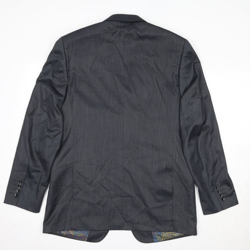 Pamoni Mens Grey Polyester Jacket Suit Jacket Size 40 Regular