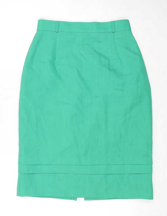 St Michael Womens Green Polyester A-Line Skirt Size 12 Zip