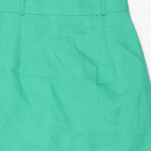 St Michael Womens Green Polyester A-Line Skirt Size 12 Zip
