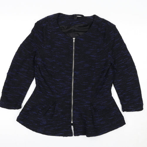 Divided by H&M Womens Blue Geometric Jacket Size 8 Zip