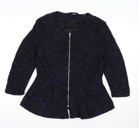 Divided by H&M Womens Blue Geometric Jacket Size 8 Zip
