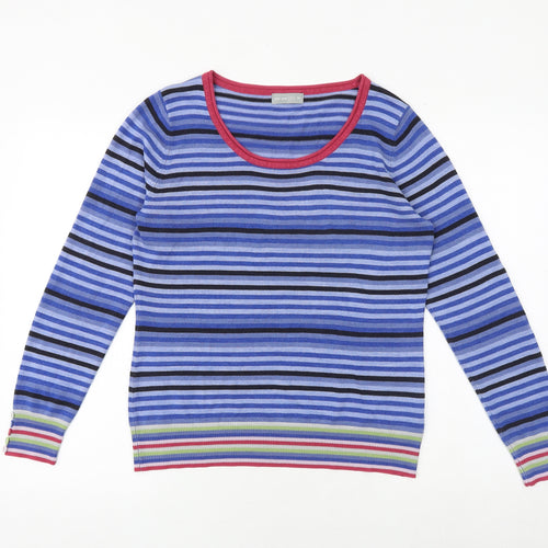 Per Una Womens Multicoloured Round Neck Striped Acrylic Pullover Jumper Size 14