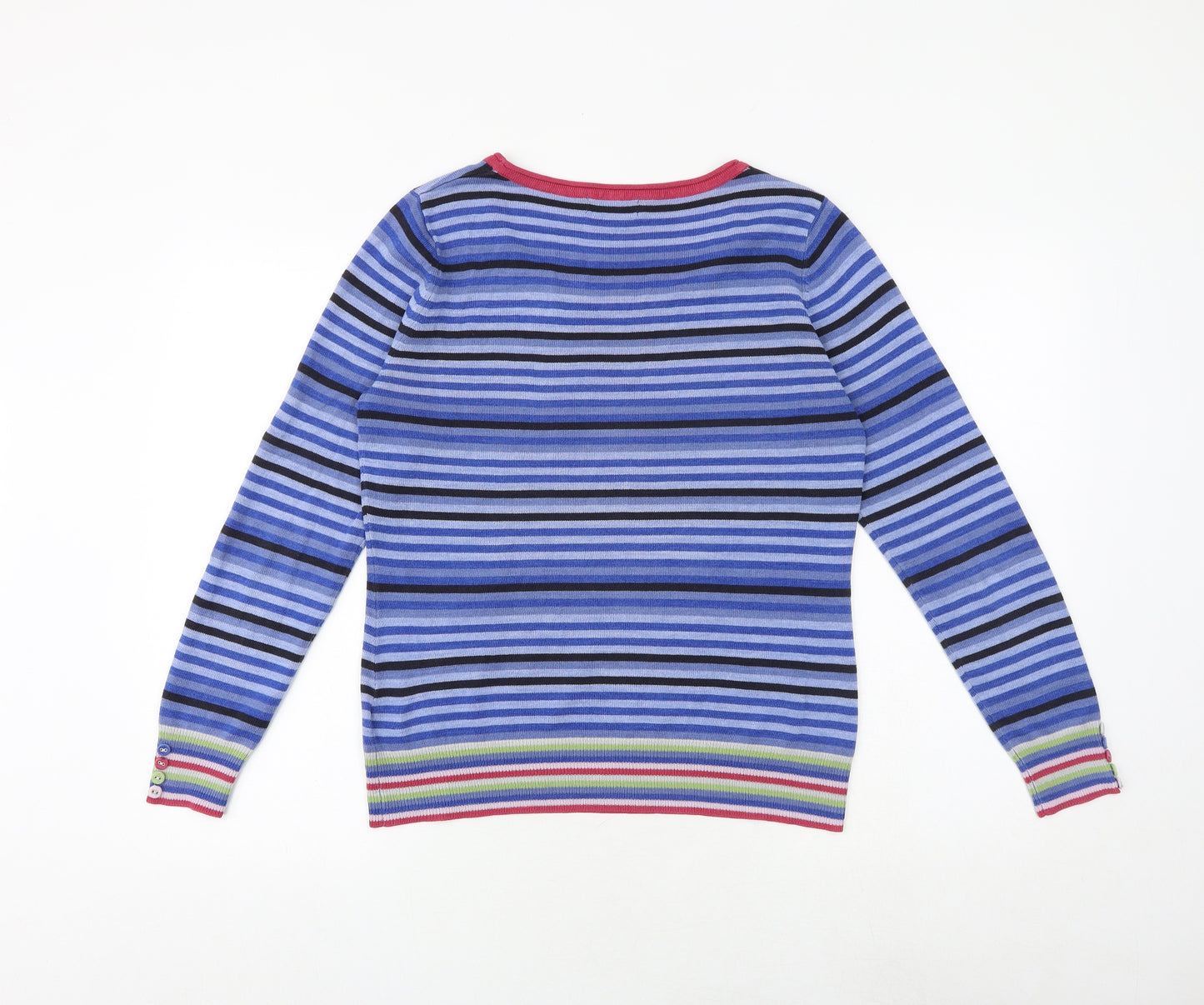 Per Una Womens Multicoloured Round Neck Striped Acrylic Pullover Jumper Size 14