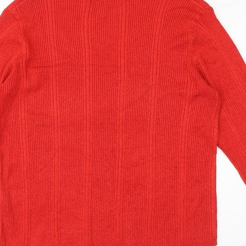 Marks and Spencer Womens Red V-Neck Viscose Pullover Jumper Size 14