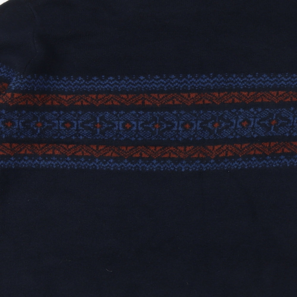 Marks and Spencer Mens Blue Round Neck Geometric Polyester Pullover Jumper Size 2XL Long Sleeve