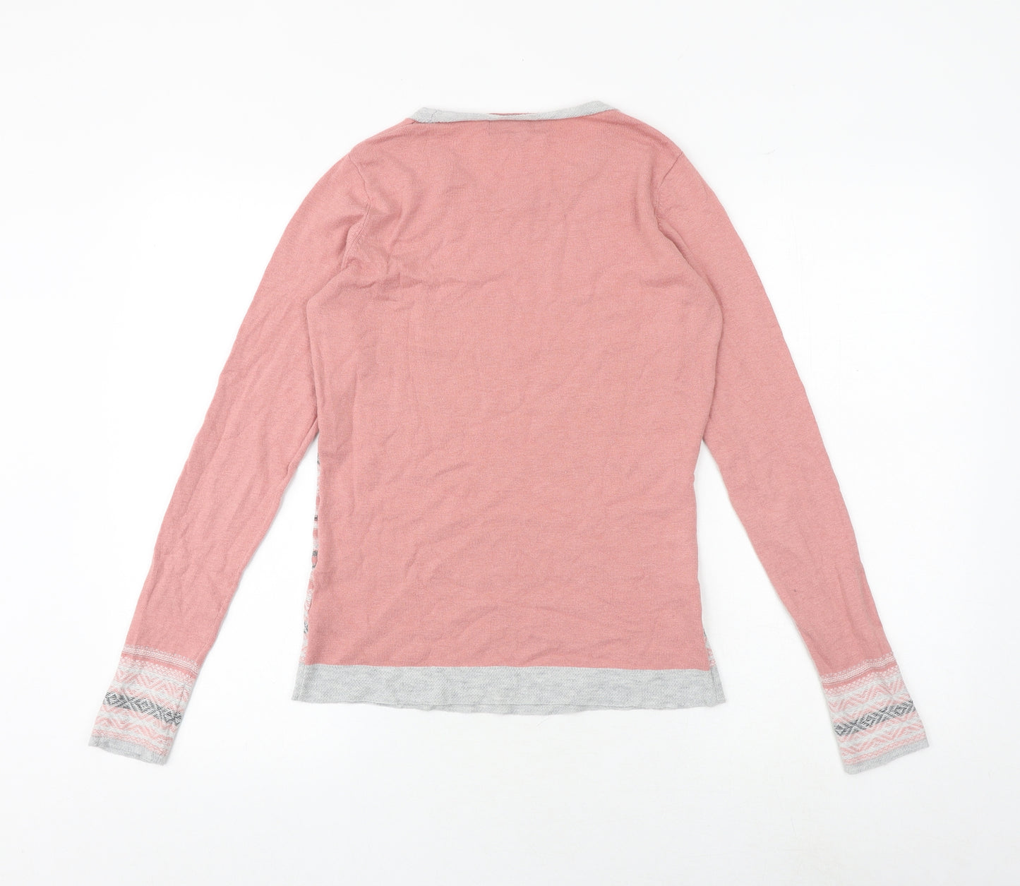 NEXT Womens Pink Round Neck Striped Cotton Pullover Jumper Size 8