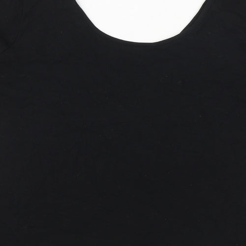 Wallis Womens Black Cotton Basic T-Shirt Size 14 Scoop Neck