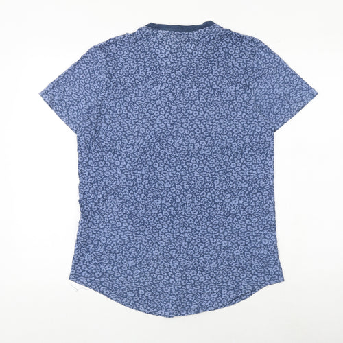 Abercrombie & Fitch Womens Blue Geometric 100% Cotton Basic T-Shirt Size S Crew Neck