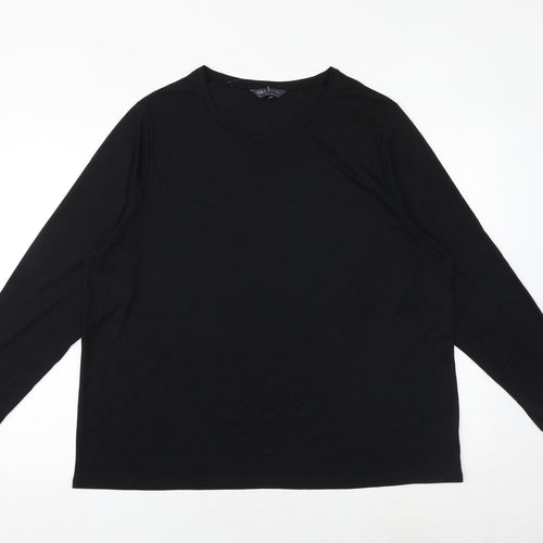 Marks and Spencer Womens Black Viscose Basic T-Shirt Size 24 Round Neck