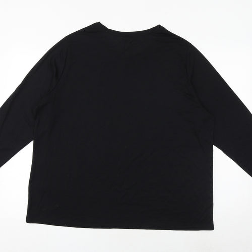 Marks and Spencer Womens Black Viscose Basic T-Shirt Size 24 Round Neck