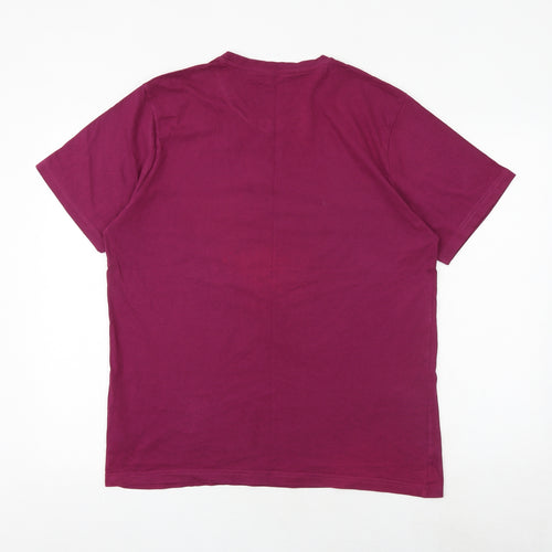 Capsule Mens Purple Cotton T-Shirt Size L V-Neck