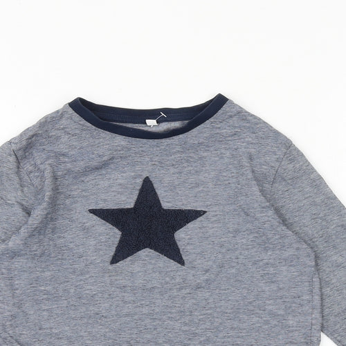 Marks and Spencer Boys Blue Cotton Basic T-Shirt Size 6-7 Years Round Neck Pullover - Star