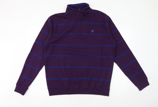Crew Clothing Mens Purple Striped Cotton Pullover Sweatshirt Size L
