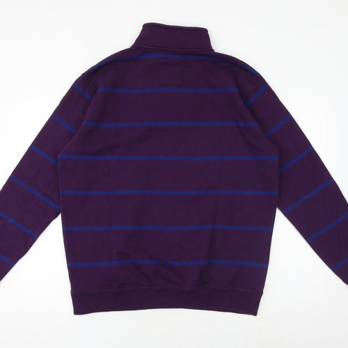 Crew Clothing Mens Purple Striped Cotton Pullover Sweatshirt Size L
