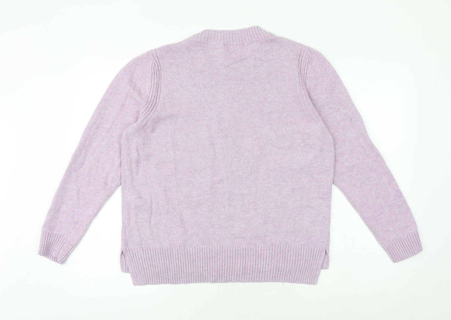 Laura Ashley Womens Purple Round Neck Cotton Pullover Jumper Size 16