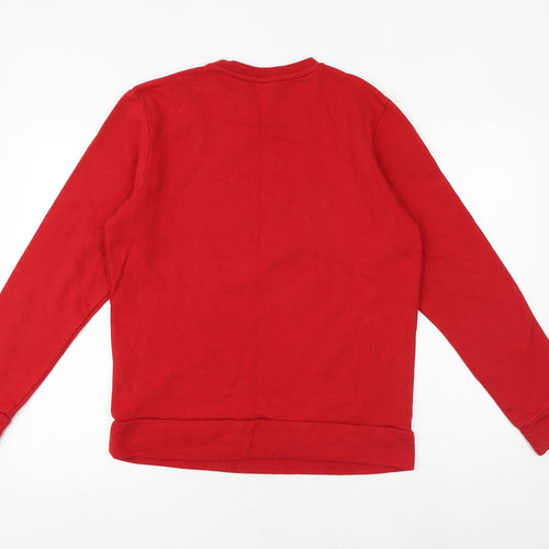 JACK & JONES Mens Red Cotton Pullover Sweatshirt Size M - Snowman Christmas