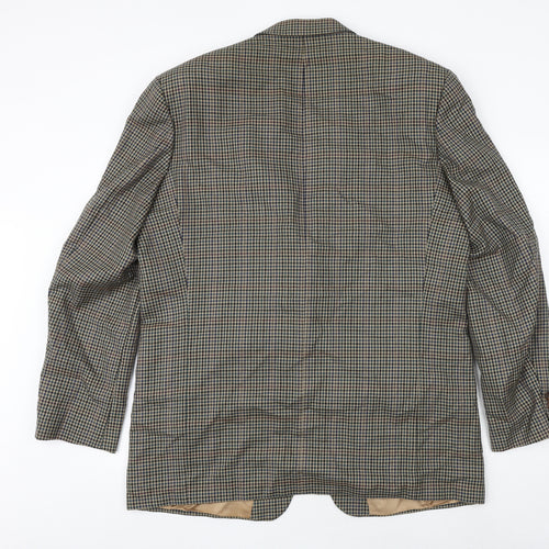 Burton Mens Brown Geometric Wool Jacket Blazer Size 46 Regular