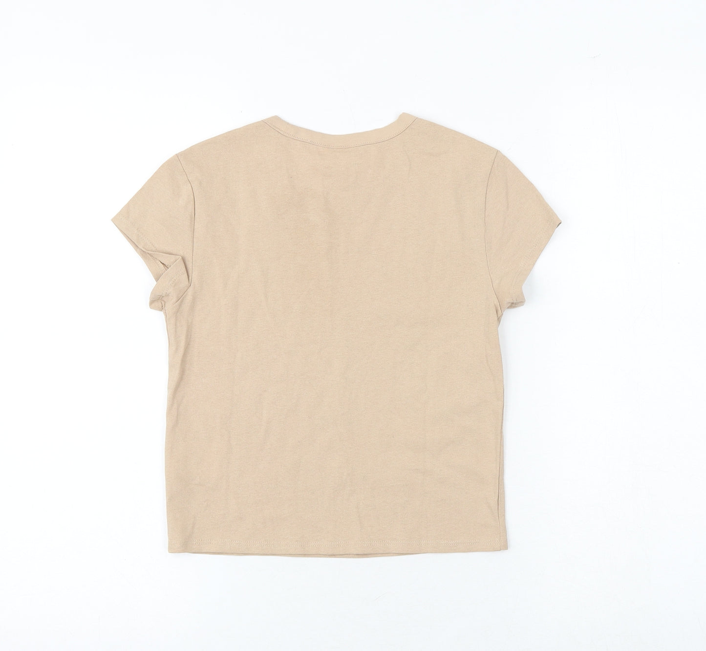 H&M Womens Brown 100% Cotton Basic T-Shirt Size XS Round Neck