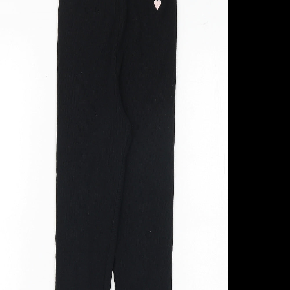 H&M Girls Black Cotton Jogger Trousers Size 9-10 Years Regular Pullover - Leggings