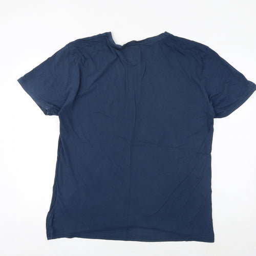 Firetrap Mens Blue Cotton T-Shirt Size 2XL V-Neck