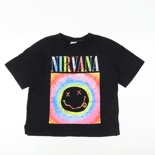 Zara Girls Black 100% Cotton Basic T-Shirt Size 9-10 Years Round Neck Pullover - Nirvana