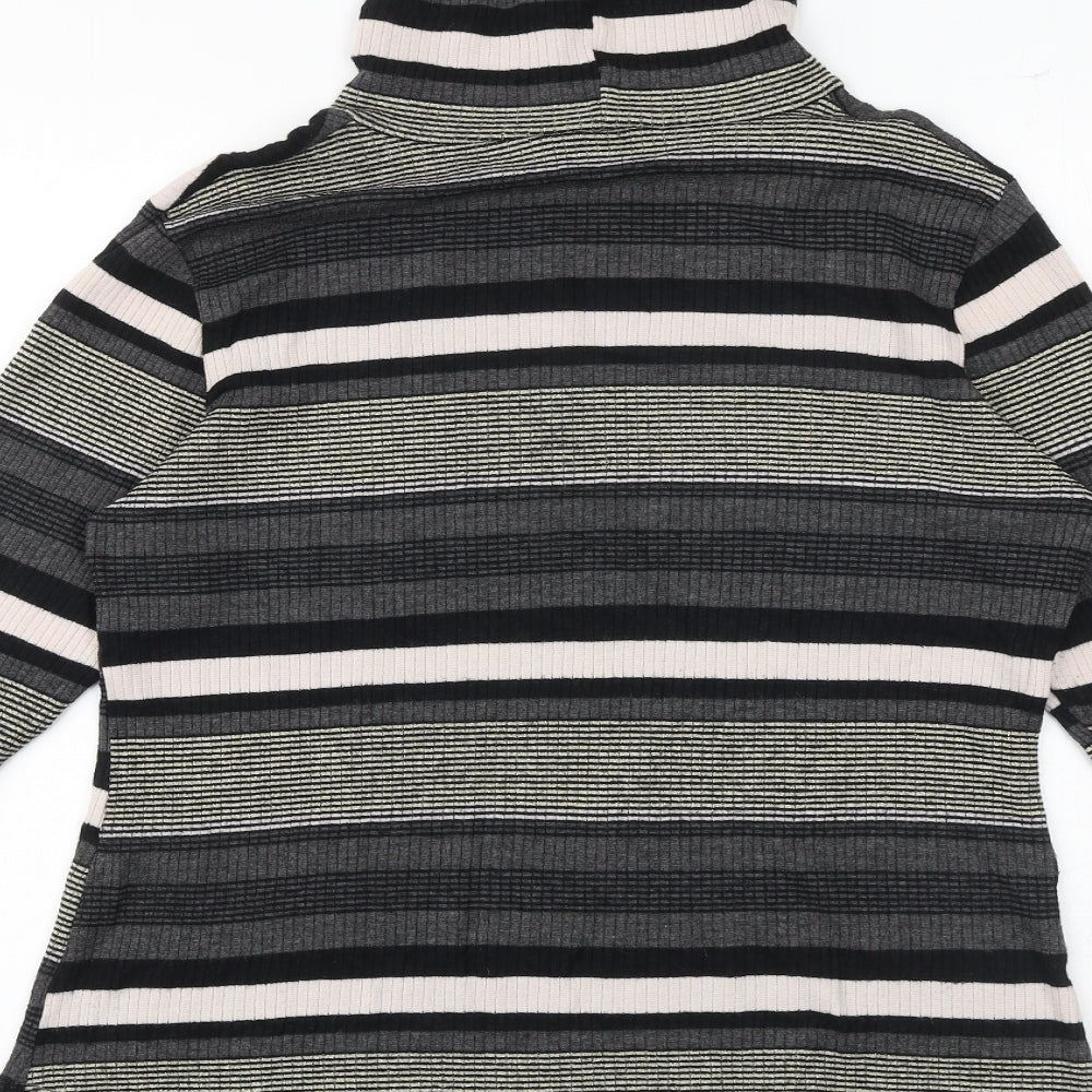 New Look Womens Multicoloured High Neck Striped Polyester Pullover Jumper Size 18