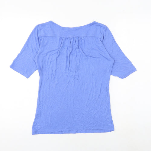 Marks and Spencer Womens Blue Viscose Basic T-Shirt Size 10 V-Neck