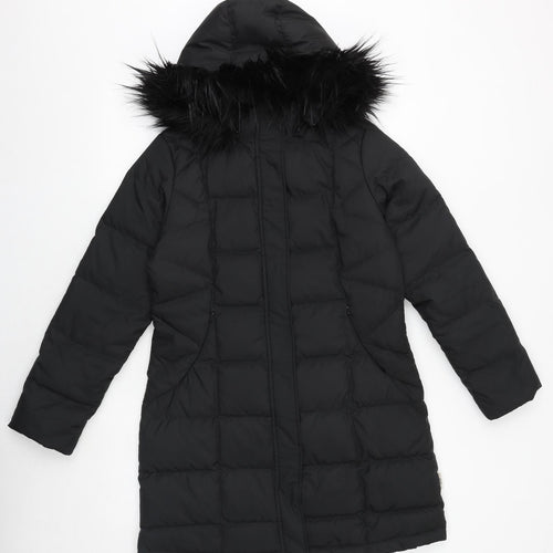 Per Una Womens Black Quilted Coat Size S Zip