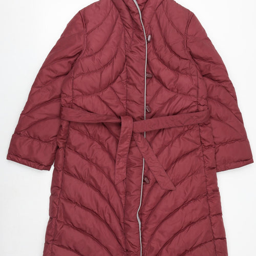 Cyclone Womens Red Quilted Coat Size 12 Hook & Loop