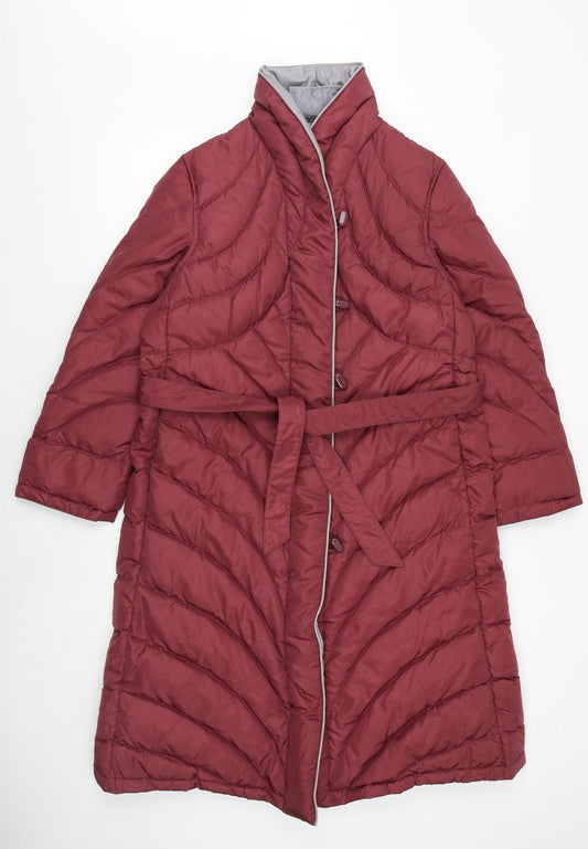 Cyclone Womens Red Quilted Coat Size 12 Hook & Loop