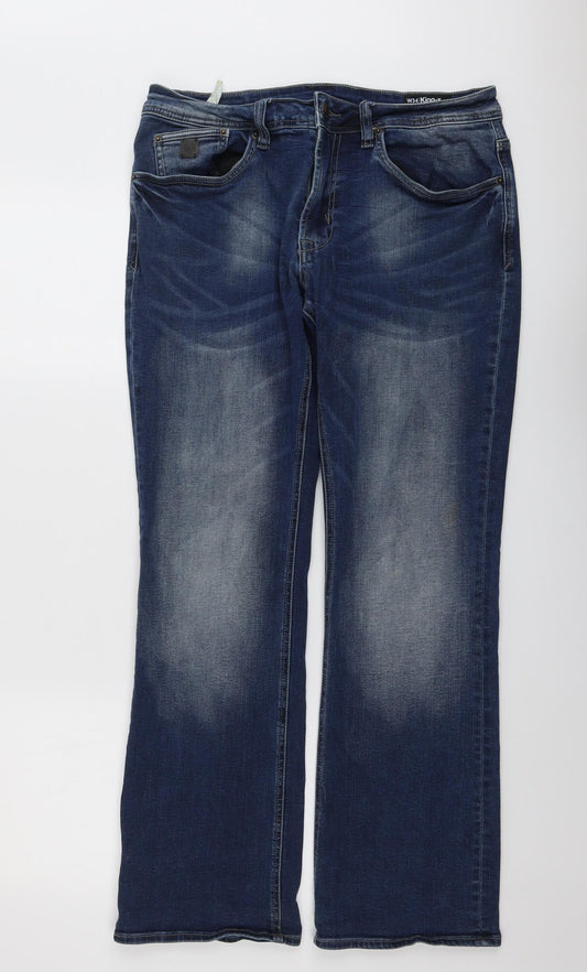 Buffalo Mens Blue Cotton Straight Jeans Size 34 in L32 in Regular Button