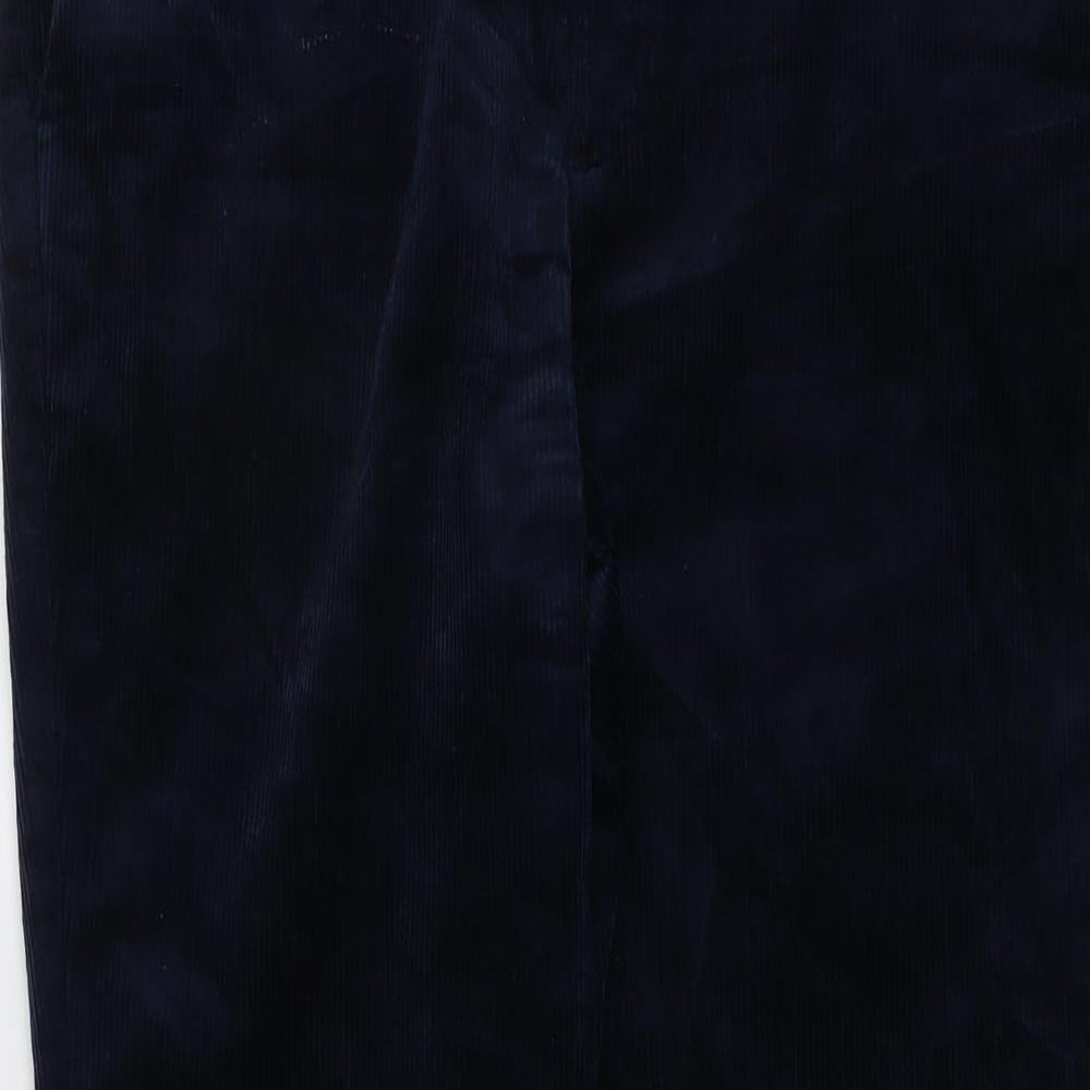 Marks and Spencer Mens Blue Cotton Trousers Size 40 in L29 in Regular Button