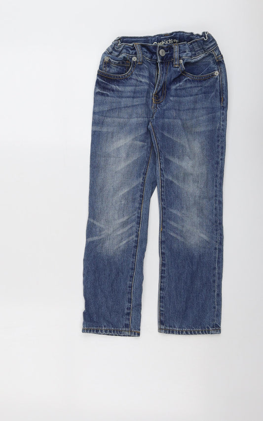 Gap Boys Blue Cotton Straight Jeans Size 6 Years Regular Snap