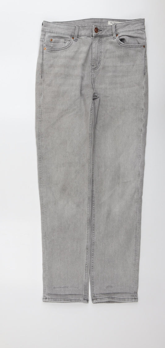 Marks and Spencer Womens Grey Cotton Straight Jeans Size 10 L30 in Regular Button