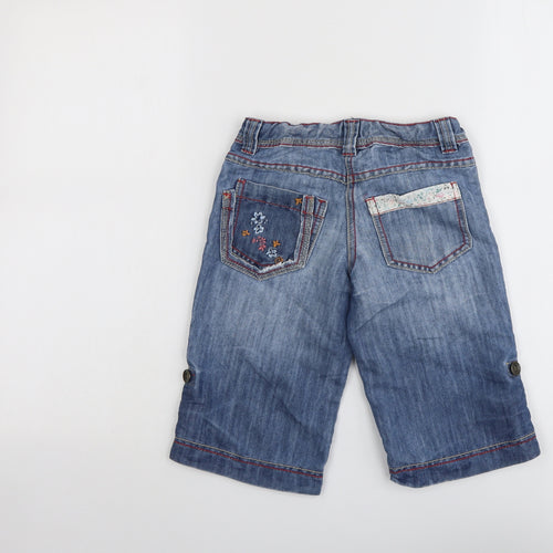 NEXT Girls Blue Cotton Bermuda Shorts Size 7 Years Regular Zip