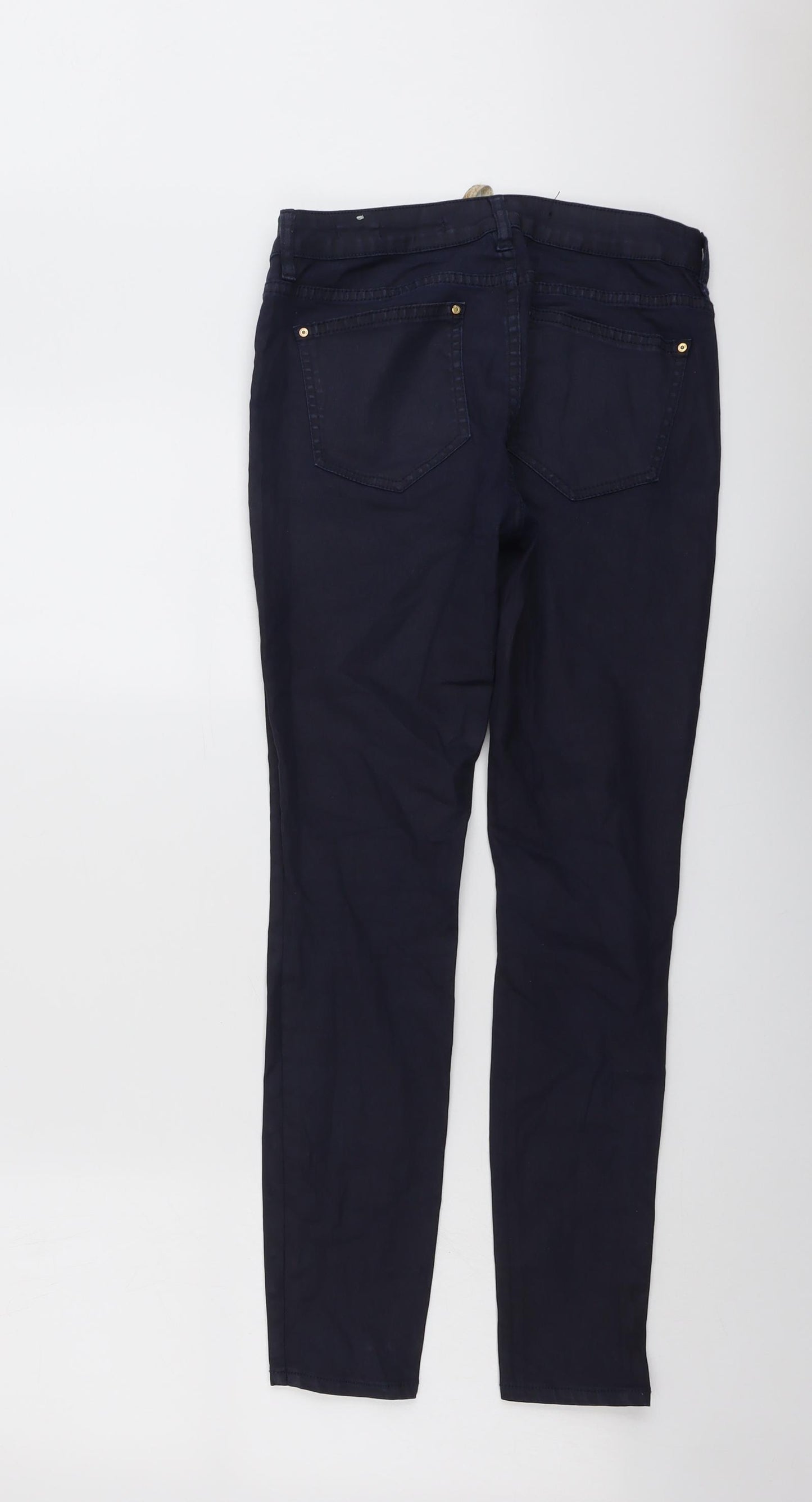 Zara Womens Blue Cotton Trousers Size 10 L27 in Regular Button