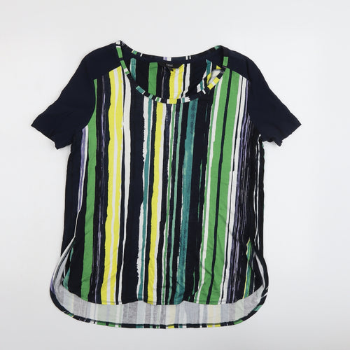NEXT Womens Multicoloured Striped Viscose Basic T-Shirt Size 10 Boat Neck