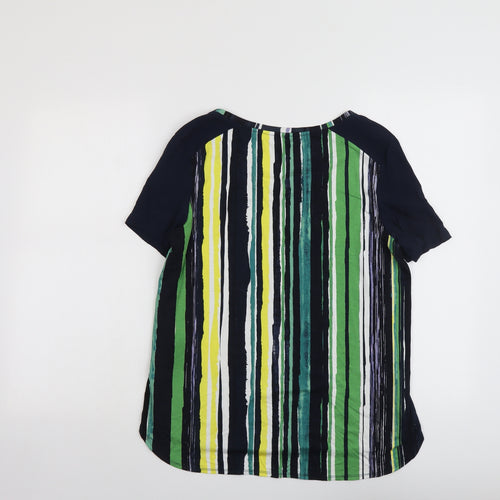 NEXT Womens Multicoloured Striped Viscose Basic T-Shirt Size 10 Boat Neck