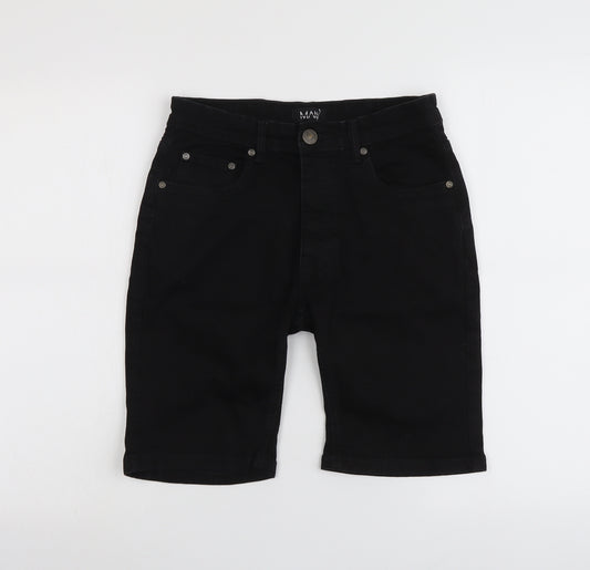 Boohoo Mens Black Cotton Bermuda Shorts Size 30 in L9 in Regular Button