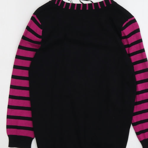 M&Co Womens Black Scoop Neck Viscose Pullover Jumper Size 10