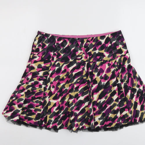 River Island Womens Multicoloured Geometric Cotton Swing Skirt Size 10 Zip - Tulle Under-skirt
