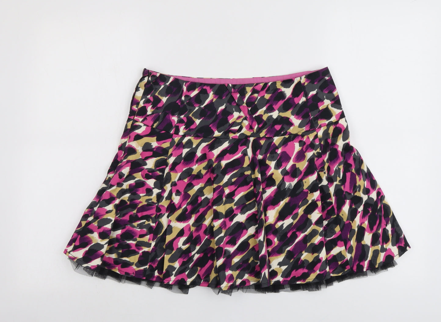 River Island Womens Multicoloured Geometric Cotton Swing Skirt Size 10 Zip - Tulle Under-skirt