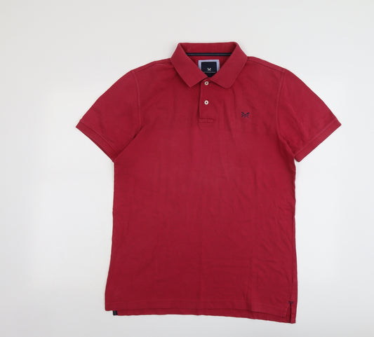 Crew Clothing Mens Pink Cotton Polo Size M Collared Button