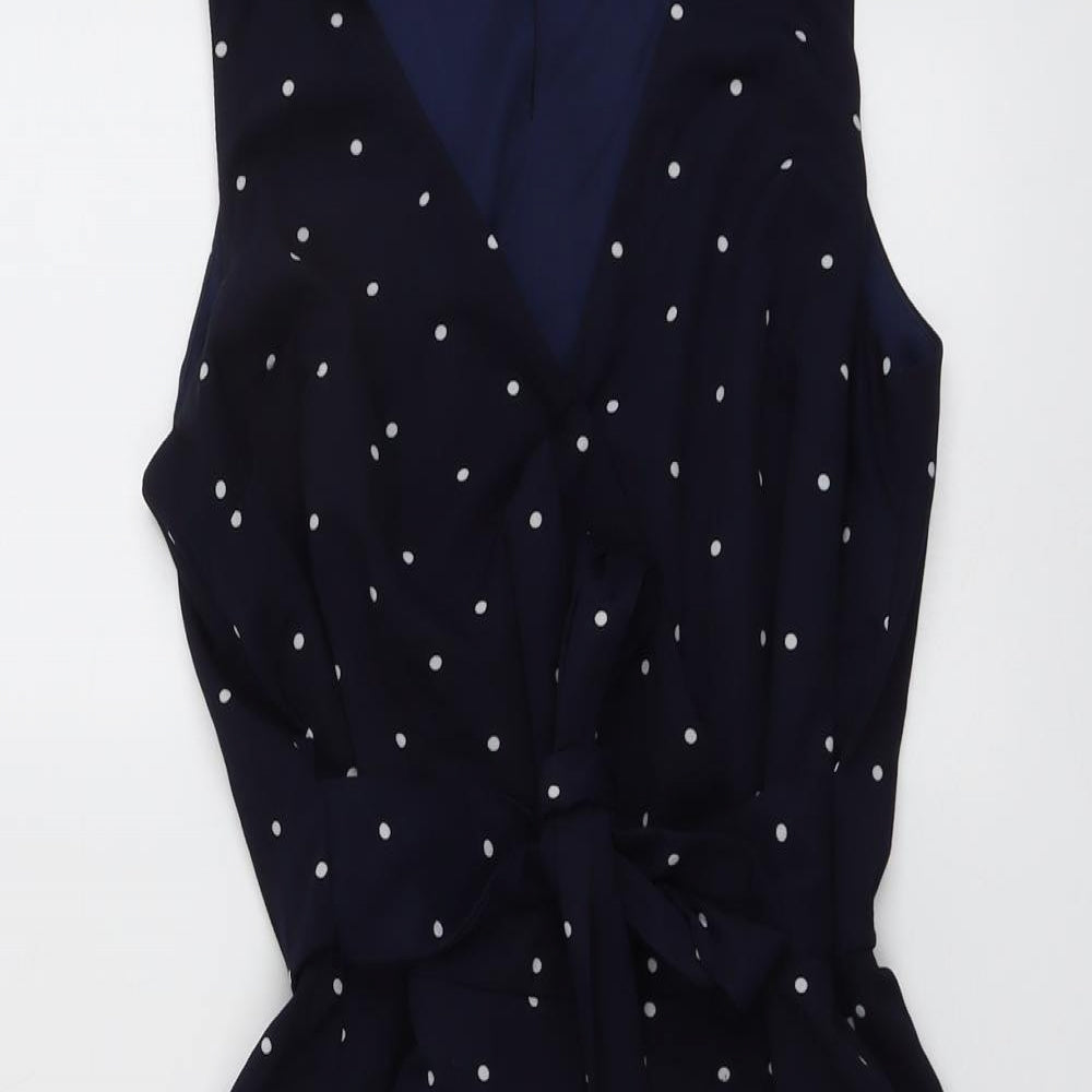 Mela London Womens Blue Polka Dot Polyester Playsuit One-Piece Size 10 Button